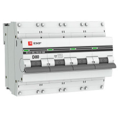 Автоматический выключатель 4P 80А (D) 10kA ВА 47-100 EKF PROxima mcb47100-4-80D-pro
