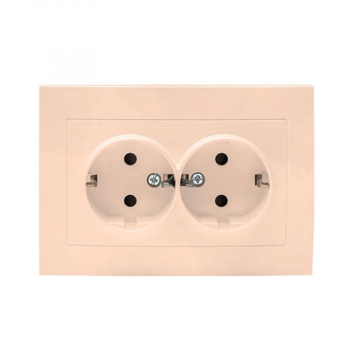 Валенсия розетка 2-местная с/з 16А кремовая с защ. штор. EKF PROxima EWR16-128-20