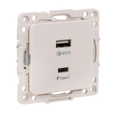 Стокгольм Механизм Розетки с 2USB type-A + type-C белый EKF PROxima EYR-2USB-type-C