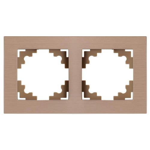 Рамка 2-местная, металл, Stekker, MFR00-7002-02, серия Катрин, шампань 50014