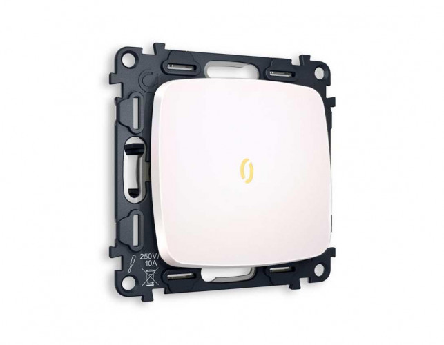 Комплект механизма 1-кл проходного выключателя AMBRELLA VOLT с подсветкой 3200K OMEGA Жемчуг QUANT (OP2020, VM105, G22Y) MO202030