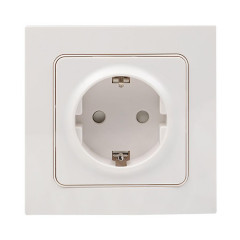 Стокгольм Розетка 1-местная с/з 16А белая с защ. штор. EKF PROxima EXR16-028-10