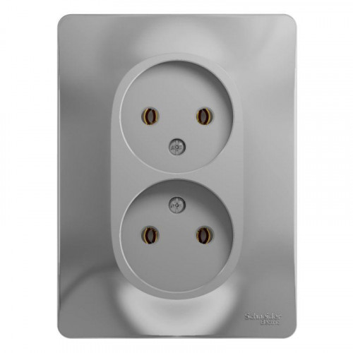 Розетка двойная 2К Systeme Electric Glossa 16A 250V алюминий GSL000320