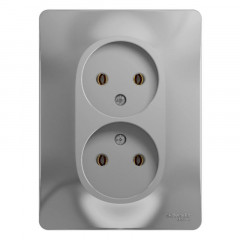 Розетка двойная 2К Systeme Electric Glossa 16A 250V алюминий GSL000320