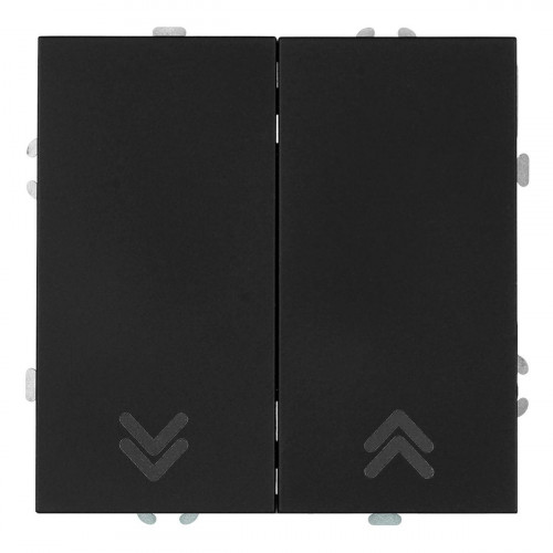 Выключатель 2-клавишный самовозвратный (механизм), Stekker, 250В, 10А Эмили, RSW10-5113-05, черный уголь, soft touch 50327