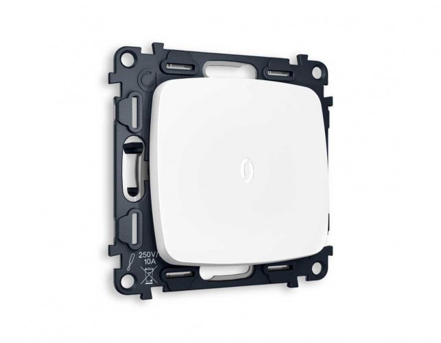 Комплект механизма 1-кл выключателя AMBRELLA VOLT с подсветкой 5600K OMEGA Белый матовый QUANT (OP1220, VM101, G14W) MO122015