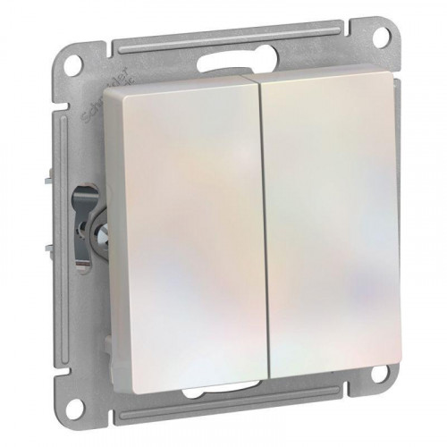 Выключатель двухклавишный Systeme Electric AtlasDesign 10A 250V жемчужный ATN000451