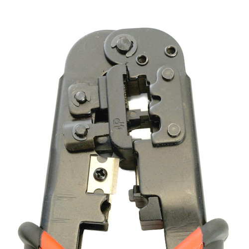 Кримпер Stekker CTLS007 для обжима RJ разъемов RJ-45 (8P8C), RJ-12 (6P6C) и RJ-11 (6P4C и 6P2C), черный, красный 49613