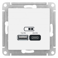 Розетка 2хUSB Systeme Electric AtlasDesign Type A+C белая ATN000139