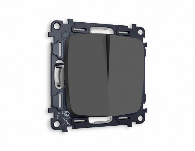 Комплект механизма 2-кл выключателя AMBRELLA VOLT OMEGA Графит мягкое касание QUANT (OP9030, VM115) MO903010