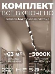 Накладная однофазная трековая система Hesby Lighting Skylite №14 со светильниками HSBL_kompl_S014_NI4B3K