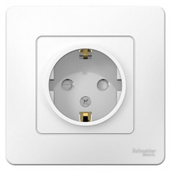 Розетка 2К+З Systeme Electric Blanca 16A 250V со шторками белая BLNRS001111