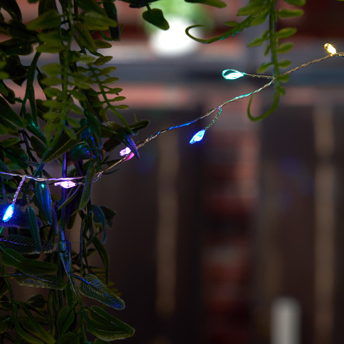 Светодиодная гирлянда Кластер (на проволоке) Feron CL584 линейная 12м мультиколор, c питанием от сети 230V, прозрачный шнур 51449