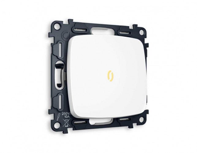 Комплект механизма 1-кл проходного выключателя AMBRELLA VOLT с подсветкой 3200K OMEGA Белый матовый QUANT (OP1220, VM105, G22Y) MO122030