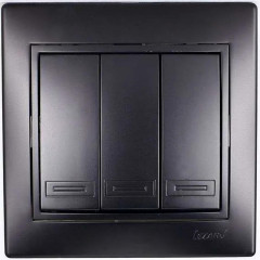 Выключатель тройной Lezard Mira черный со вставкой 701-4242-109