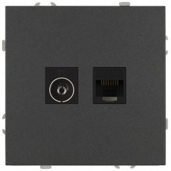 Розетка ЭРА Galaxy 15-3110-06 комбинированная RJ45+TV IP20 графит Б0070786