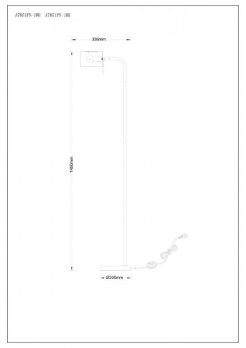 Торшер Arte Lamp SebastianA7051PN-1WH
