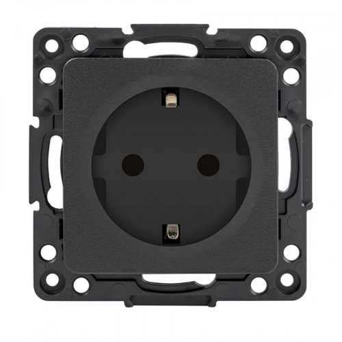 Стокгольм Механизм Розетки 1-местной с/з 16А черный с защ. штор. EKF PROxima EZR16-028-10