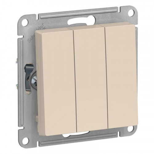 Выключатель трехклавишный Systeme Electric AtlasDesign 10A 250V бежевый ATN000231