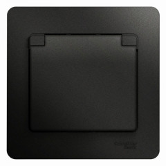 Розетка 2К+З Systeme Electric Glossa 16A 250V со шторками и крышкой антрацит GSL000746