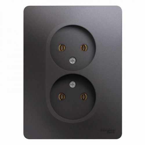 Розетка двойная 2К Systeme Electric Glossa 16A 250V графит GSL001320