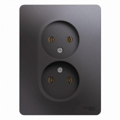 Розетка двойная 2К Systeme Electric Glossa 16A 250V графит GSL001320