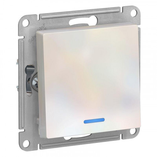 Выключатель одноклавишный Systeme Electric AtlasDesign 10A 250V с подсветкой жемчужный ATN000413