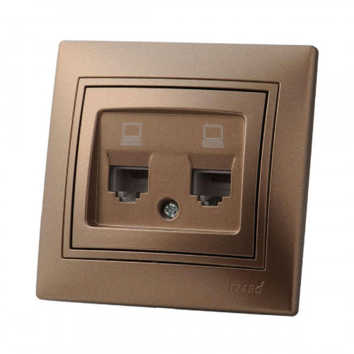 Розетка 2-ая компьютерная Lezard Mira коричневая 701-3131-141
