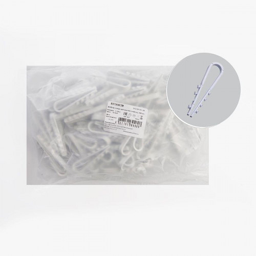 Дюбель-хомут для круглого кабеля (5-10мм), Stekker DCL00-05-10, полипропилен, белый (100шт.) 39331