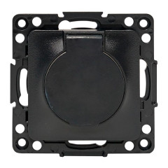 Стокгольм Механизм Розетки 1-местной с/з 16А черный с крышкой и защ. штор. IP44 EKF PROxima EZR16-028-10-44