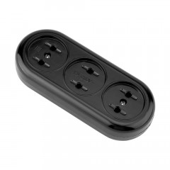 Колодка 3 гнезда карболитовая б/з 16 А, черная Rexant 11-8979