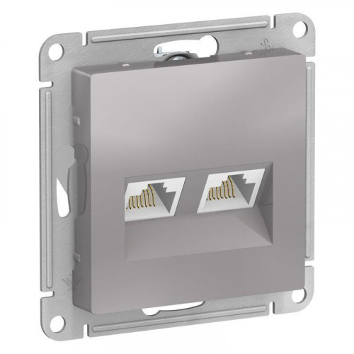 Розетка компьютерная двойная RJ45 Systeme Electric AtlasDesign 5e кат UTP алюминий ATN000385
