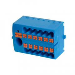 Зажим блочный (групп) для распред.тока нагрузки push-in на 12 точек, сеч 2,5 мм2, 690V,41А, 1точка интегр. питание,синий LD580 PTFIX 6-12/25 49754