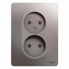 Розетка двойная 2К Systeme Electric Glossa 16A 250V платина GSL001220