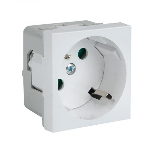 Розетка 45х45 PRO с заземлением, 45 градусов, белая EKF E6MR16-028-10-45