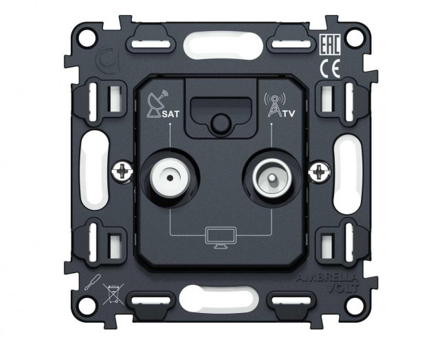 Механизм розетки TV оконечной + SAT 5-862MHz 3.5dB/950-2150MHz 3.5dB AMBRELLA VOLT VM VM217