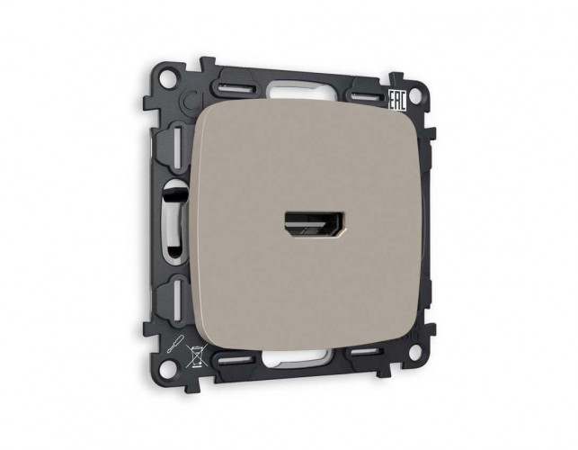 Комплект механизма розетки HDMI 2.0 AMBRELLA VOLT OMEGA Серо-бежевый матовый 40V/500MO 2.0GHz 5-18Gbit/s QUANT (OP3740, VM222) MO374010