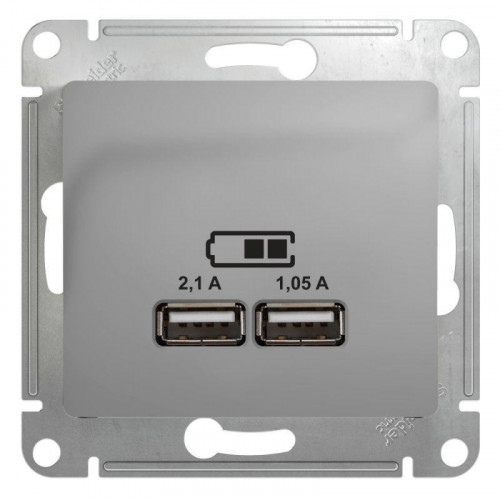 Розетка двойная USB Systeme Electric Glossa Type A+A алюминий GSL000333