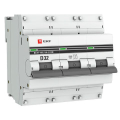 Автоматический выключатель 3P 32А (D) 10kA ВА 47-100 EKF PROxima mcb47100-3-32D-pro