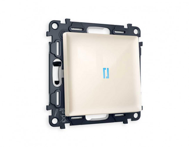 Комплект механизма 1-кл проходного выключателя AMBRELLA VOLT с подсветкой 10000K ALFA Бежевый глянец QUANT (AP3020, VM105, G29B) MA302040