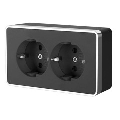 Розетка двойная с заземлением Werkel Gallant черный/хром W5072135 4690389164705