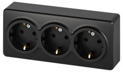 Розетка ЭРА Эксперт 11-2208-05 тройная с заземлением 3х2P+E Schuko IP20 16A-250В ОУ антрацит Б0063007