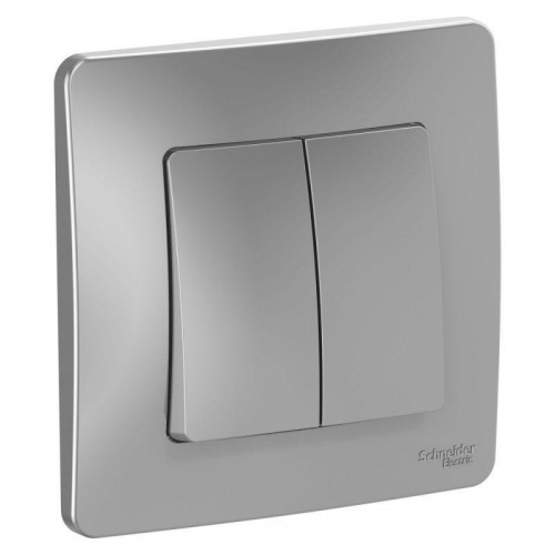 Выключатель двухклавишный Systeme Electric Blanca 10A 250V алюминий BLNVS010503