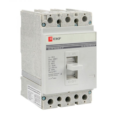 Выключатель автоматический ВА-99 250/125А 3P 35кА EKF PROxima mccb99-250-125