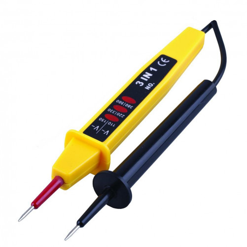 Тестер ступенчатой индикации напряжения Stekker TST500-2 контактный двухполюсной до 500V, желтый 32863