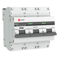Автоматический выключатель 3P 40А (D) 10kA ВА 47-100 EKF PROxima mcb47100-3-40D-pro