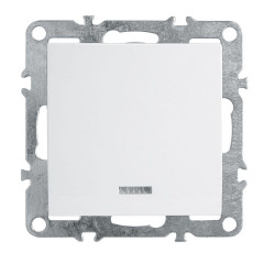Выключатель 1-клавишный c индикатором (механизм), Stekker, PSW10-9101-01, 250В, 10А Эрна, белый 39309