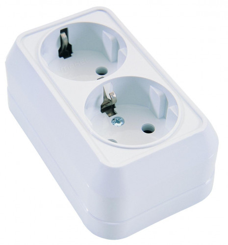 Розетка Makel 2-м ОП с заземл. бел. 45182