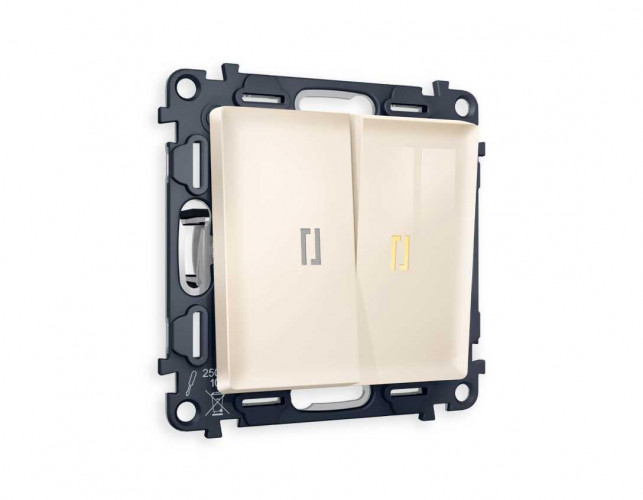 Комплект механизма 2-кл выключателя AMBRELLA VOLT с подсветкой 3200K ALFA Бежевый глянец QUANT (AP3040, VM115, G11Y) MA304010