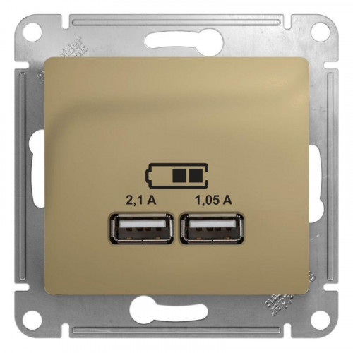 Розетка двойная USB Systeme Electric Glossa Type A+A титан GSL000433